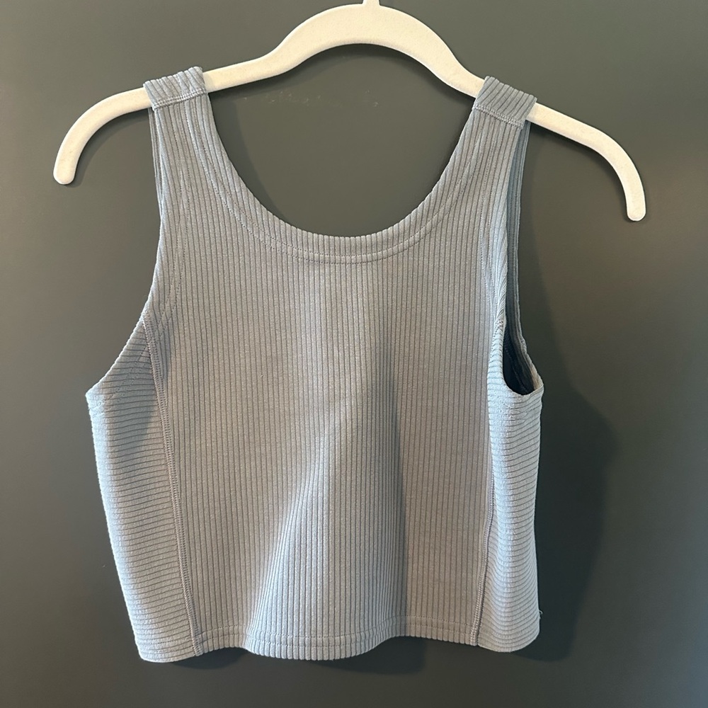 Lululemon Ribbed Softstreme Cropped Tank Top - Blue/grey - Size 4